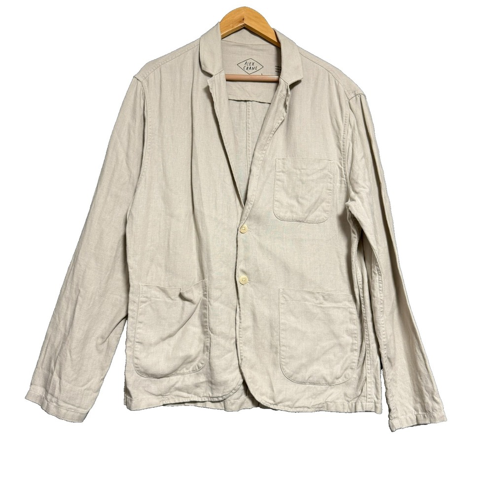 Alex Crane Kite Jacket Men Large Tan Beige Chore Coat Minimalist Boho Minimalist